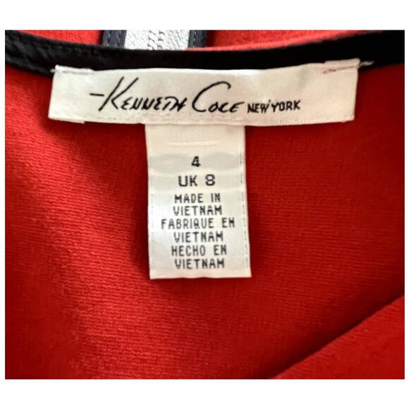 KENNETH COLE Red Sheath Dress V-Neck Size 4 - Picture 3 of 3